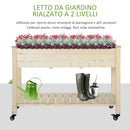 Letto per Orto Rialzato in Legno con Rotelle e Ripiano Inferiore 118x55x83 cm Legno Naturale