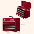 Cassetta Porta Attrezzi 51x22x39,5 cm con 4 Cassetti Vassoio Superiore a Doppia Serratura in Acciaio Rosso      