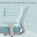 Sedia da Ufficio Ergonomica 55x48x82,5-94,5 cm ad Altezza Regolabile con Schienale in Poliestere Traspirante Verde Chiaro      