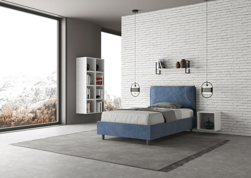 Letto 1 Piazza E Mezzo Imbottito in Microfibra Antea Large Blu Varie Misure