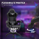 Sedia da Gaming 65x68x120-128 cm Reclinabile a 125° Poggiapiedi Retrattile Nero  