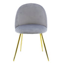 Set 4 Sedie 50x45x80 cm in Tessuto Vellutato Piedi Oro Grigio