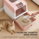 Lettiera per Gatti Chiusa 48x35x36 cm con Vassoio Estraibile Paletta e Deodorante in PP e ABS Rosa      