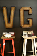 Tavolino da Bar in Metallo Top Legno Bristol Marrone