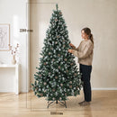 Albero di Natale Artificiale Ø116x210 cm con 998 Rami Innevati Pigne e Base Pieghevole in Plastica e Acciaio Verde      