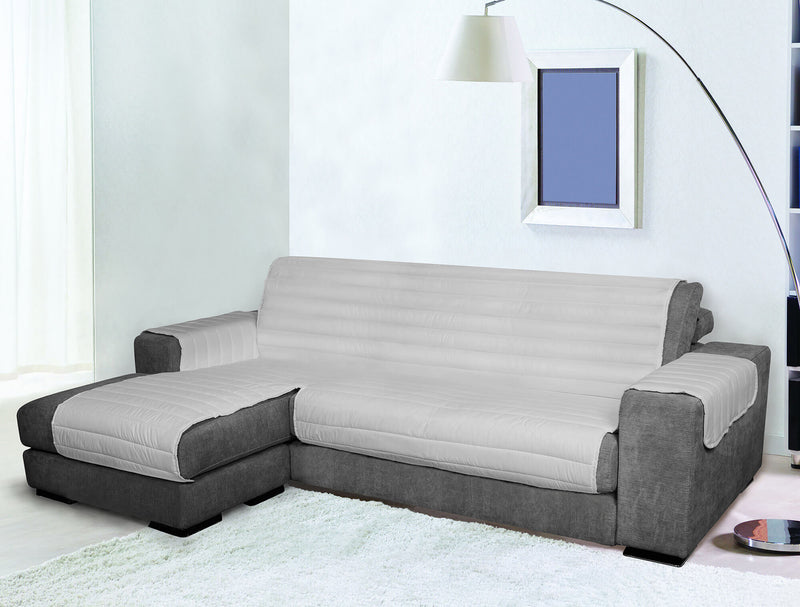 Copridivano Trapuntato con Penisola Sinistra Seduta 190 cm in Microfibra Grigio