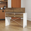 Scrivania PC Moderna 110x50x102,6 cm con Piano Rialzato Bianco e Noce   