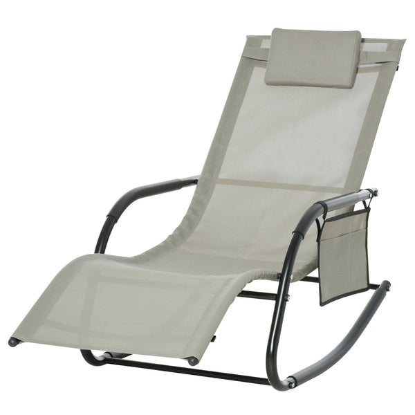 Schaukelstuhl für den Garten 62 x 88 x 165 cm aus Metall und grauem Stoff online