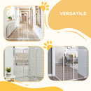 Cancelletto per Cani a 3 Pannelli Pieghevoli 206x120 cm Doppio Blocco in Acciaio e Plastica Bianco  