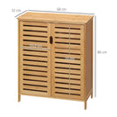 Mobile Bagno 2 Ante 2 Ripiani 68x32x86 cm in Bambù color Legno