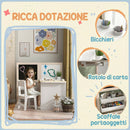 Set Tavolo e Sedia per Bambini 3-8 Anni con Lavagna Nera, Lavagna Bianca, Contenitori e Rotolo di Carta, Bianco      