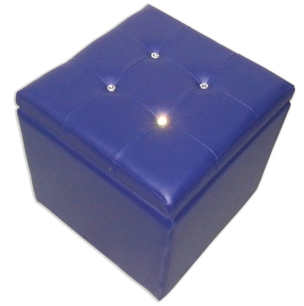 Cube Pouf Container aus Kunstleder und blauen Renier-Kristallen acquista