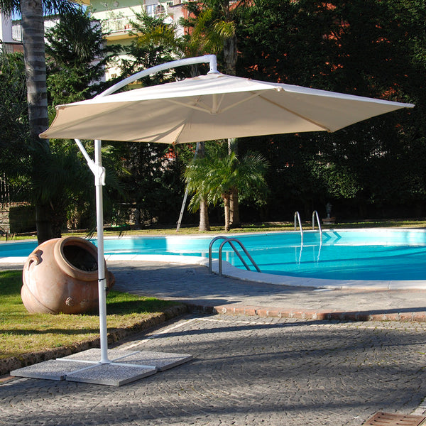 Weißer sechseckiger dezentraler Sonnenschirm 300 x 230 cm aus Aluminium für Gartenmöbel prezzo