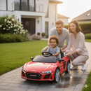 Macchina Elettrica per Bambini 12V Licenza Ufficiale Audi R8 New Spyder con Telecomando e Sedile in pelle Rosso