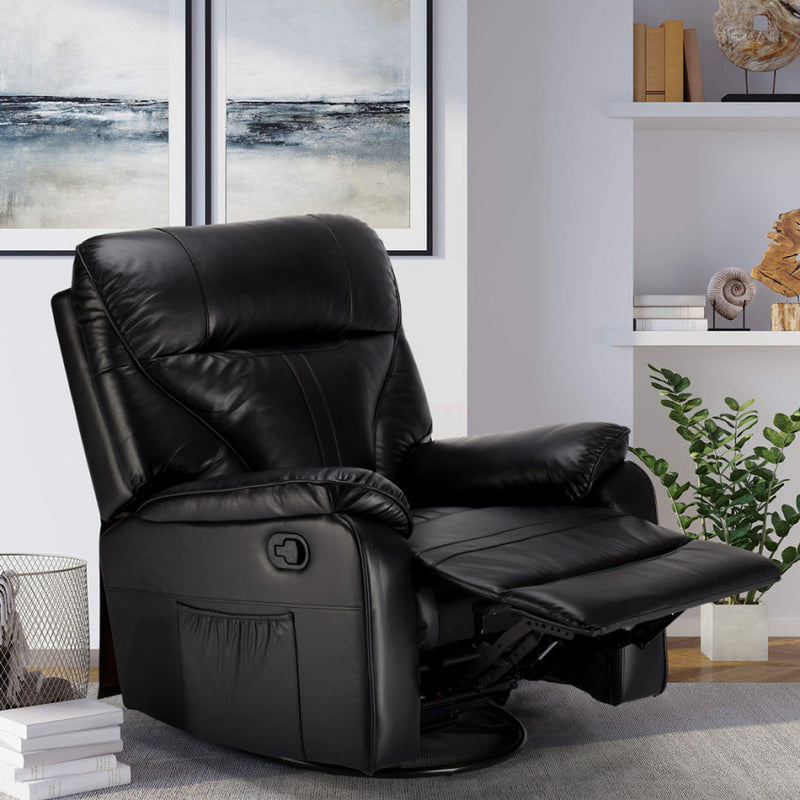 Poltrona Relax Reclinabile Manuale 90x74x130 cm in Similpelle Nero