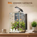 Acquario 30x30x45,5 cm Capacità 36L con Filtro Integrato e Luce LED in ABS e vetro Temperato Nero      
