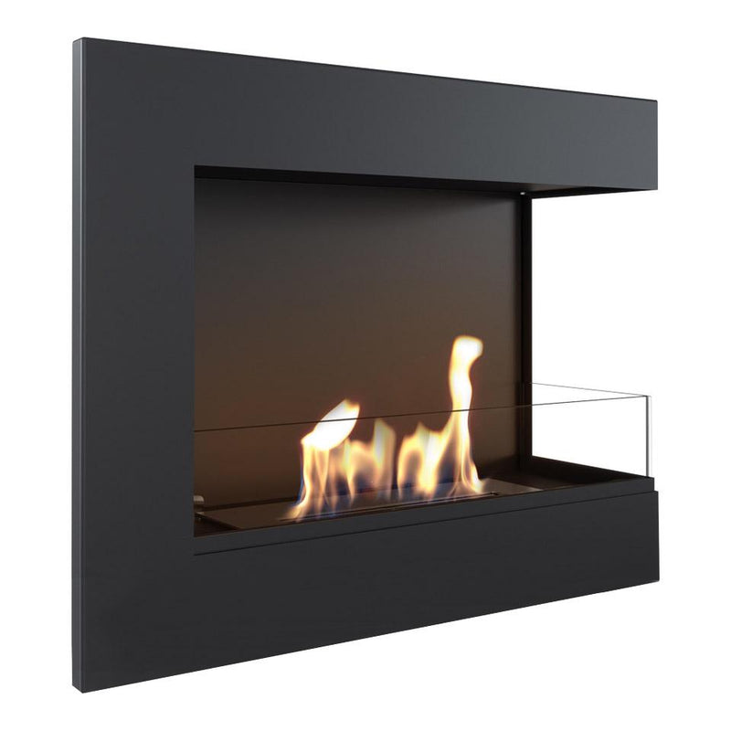 Camino a Bioetanolo da Incasso 60x48 cm con Vetro Flig Tampa Nero Angolo a Destra