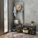 Stand Appendiabiti con scarpiera 65x29xH190 cm per corridoio 3 ripiani Nero