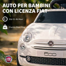 Macchina Cavalcabile per Bambini 12-36 Mesi Licenza Fiat 61x28x38,3 cm con Musica e Clacson in PP Bianco      
