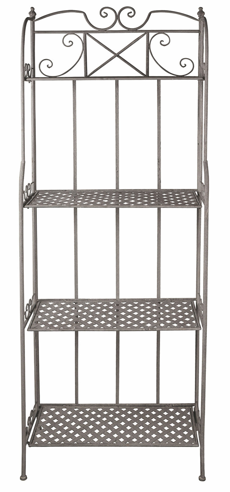 Scaffale per Piante da Esterno in Ferro Battuto 4 Ripiani Soriani Grigio