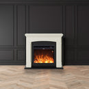 Camino Elettrico da Pavimento 107,2x95,2x24,5 cm Effetto Fiamma 1500W Sined Siena Bianco Crema