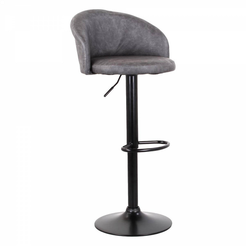 Set 2 Sgabelli 51x44x60/80 cm in Similpelle Base Nera Grigio