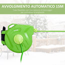 Rullo Avvolgitubo a Parete Portatile con Riavvolgimento Automatico 15 Metri 