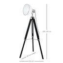Lampada da Terra Tripode in Legno con Paralume in Acciaio 65x65x100-140 cm E27  Nera