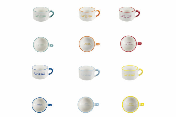 Set mit 12 Kaffeetassen aus Porzellan 90 ml Villa d'Este Home Tivoli Caffeomanzia Every Day Mood sconto