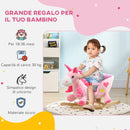Unicorno a Dondolo Cavalcabile Peluche con 32 Canzoni 65x35x45 cm con Cintura di Sicurezza Rosa