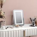 Specchio Trucco Make Up da Tavolo Luci Regolabili 3 Colori USB 31x41,5x3 cm Bianco 