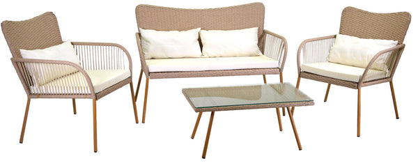 acquista Gartenset Sofa, 2 Sessel und Couchtisch aus Adami Laredo Melange Cream Polyrattan
