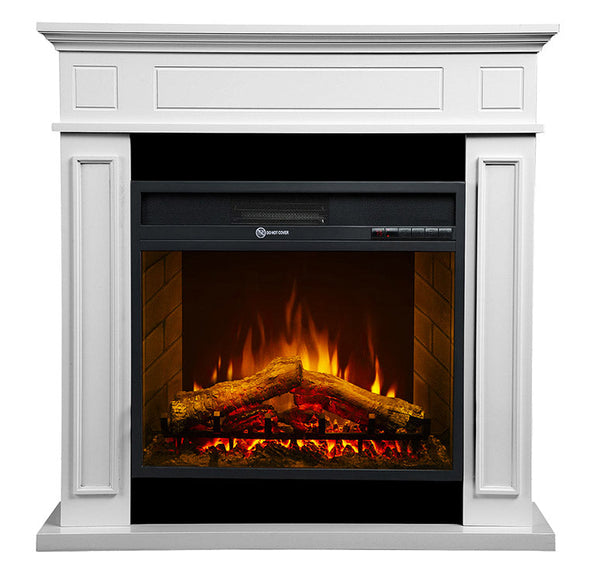 online Elektrischer Bodenkamin Flammeneffekt 89,5x90,5x28 cm 900W/1800W in Weiß Holz