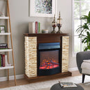 Camino Elettrico da Pavimento 90,3x98x30 cm Effetto Fiamma 1600W Rock & Corsica Noce