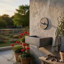 Lavello Rettangolare da Esterno 45x35 cm con Rosone Installazione a Muro in Cemento Madrid Antracite