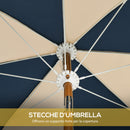 Ombrellone da Giardino Inclinabile Ø213x234 cm a 8 Stecche con Manovella Blu e Beige 