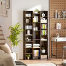 Libreria Moderna 89,5x23,5x181 cm con 21 Scomparti e 10 Ripiani Regolabili in Truciolato Marrone Rustico      