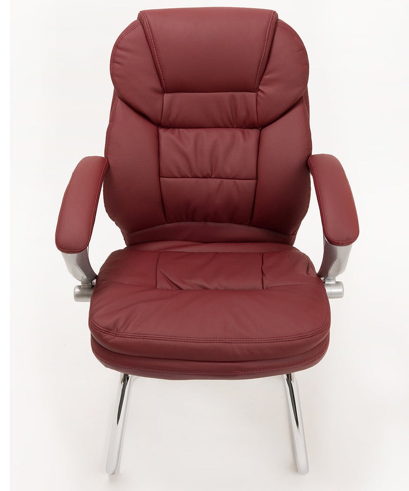 Coppia di Sedie Poltroncine Visitatore in Similpelle da Ufficio Bozzini Roger Bordeaux