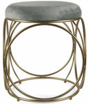 Sgabello Tondo Ø40x46 cm in Ferro e Velluto Soriani Grigio