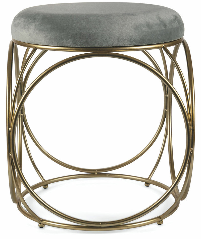 Sgabello Tondo Ø40x46 cm in Ferro e Velluto Soriani Grigio