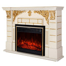 Camino Elettrico da Pavimento 111x145x38 cm Effetto Fiamma 1950W Imperial & Richi Avorio