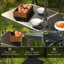 Set Tavolo da Campeggio Pieghevole e Regolabile con 4 Sedie in Alluminio e MDF Nero      