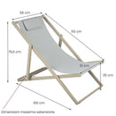 Sdraio da Giardino pieghevole 100x56xH75,5 cm Gilda Ecrù