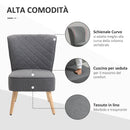 Sedia Imbottita 61x69x85 cm  in Tessuto Effetto Lino Grigio Chiaro