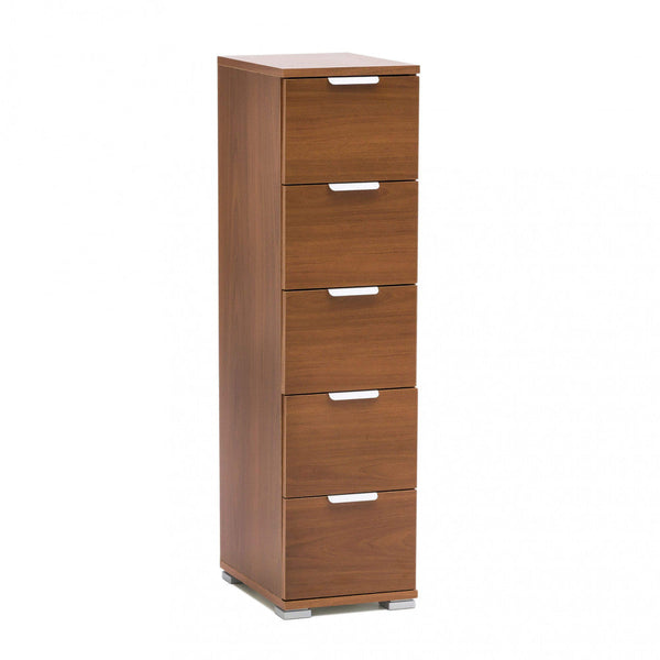 prezzo Kommode 5 Schubladen Nussbaumfarbe 27x38x103 h cm in brauner zweischichtiger Spanplatte