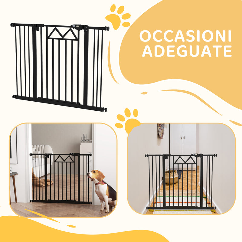Cancelletto per Cani 74-100x76 cm 4 Viti Regolabili e Nastro Adesivo in Metallo e Plastica Nero      