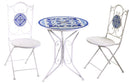 Set Tavolo da Giardino con Mosaico + 2 Sedie in Metallo