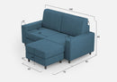 Divano 2 Posti con Pouf 168x145x85 cm Sakar in Tessuto Avio