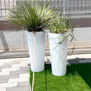 Vaso Rotondo Luminoso da Giardino Solare Autoricaricabile 38x38x86 cm in Polietilene Sined Solar 86 Bianco