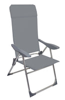 Set 4 Sedie a Sdraio Reclinabili Pieghevoli 59x64x108 cm in Alluminio e Textilene Grigio